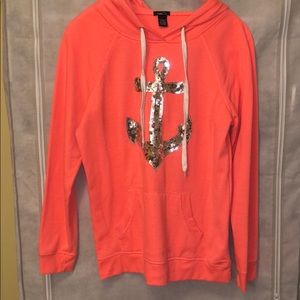 CLOSET CLEAROUT 🌟 Coral sequin pullover hoodie